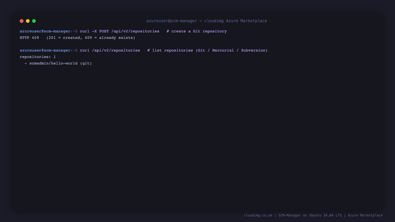 Creating and listing repositories through the REST API