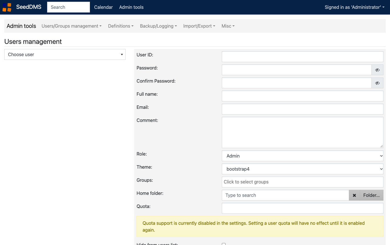 Users management
