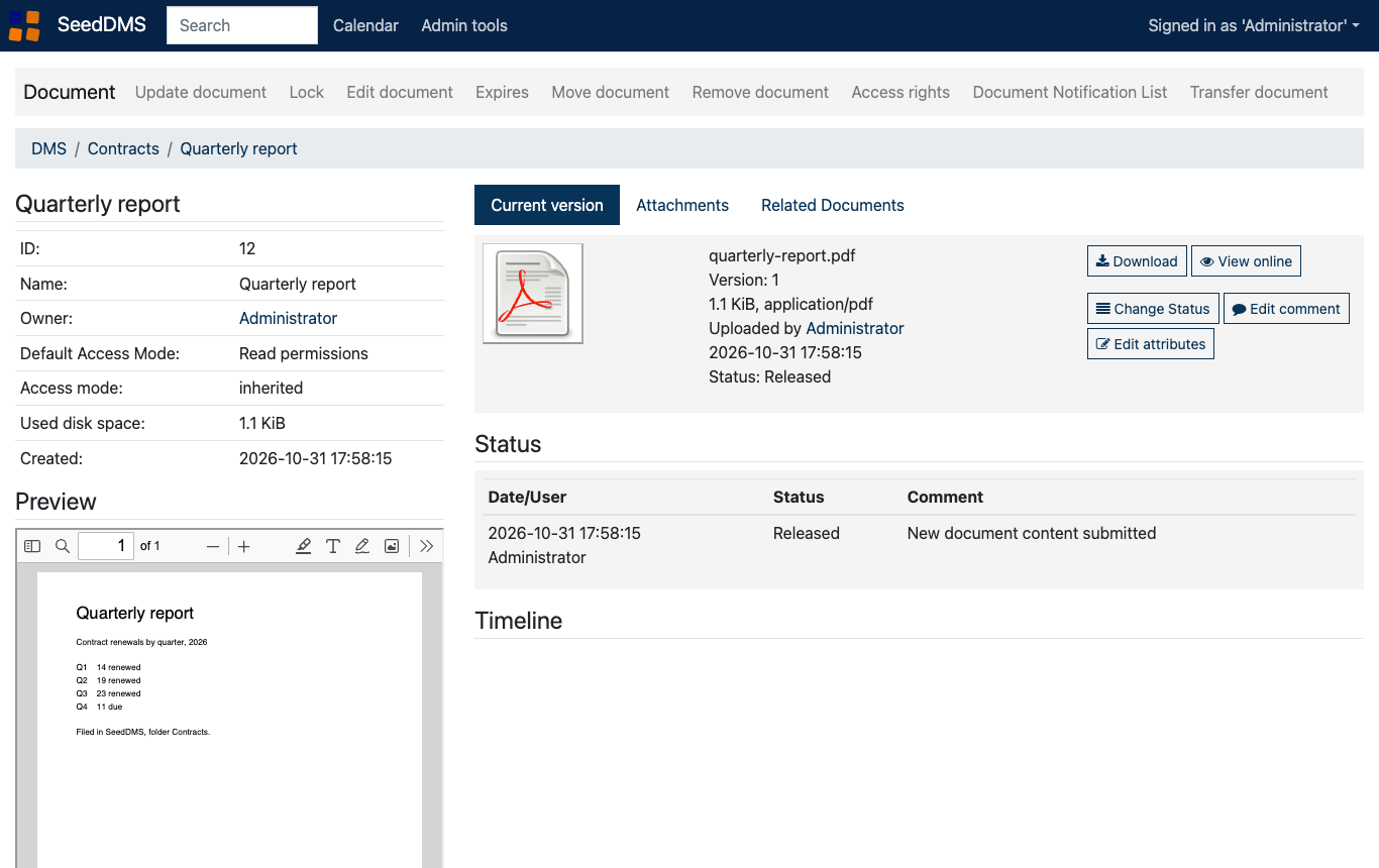 A document page with the full preview switched on
