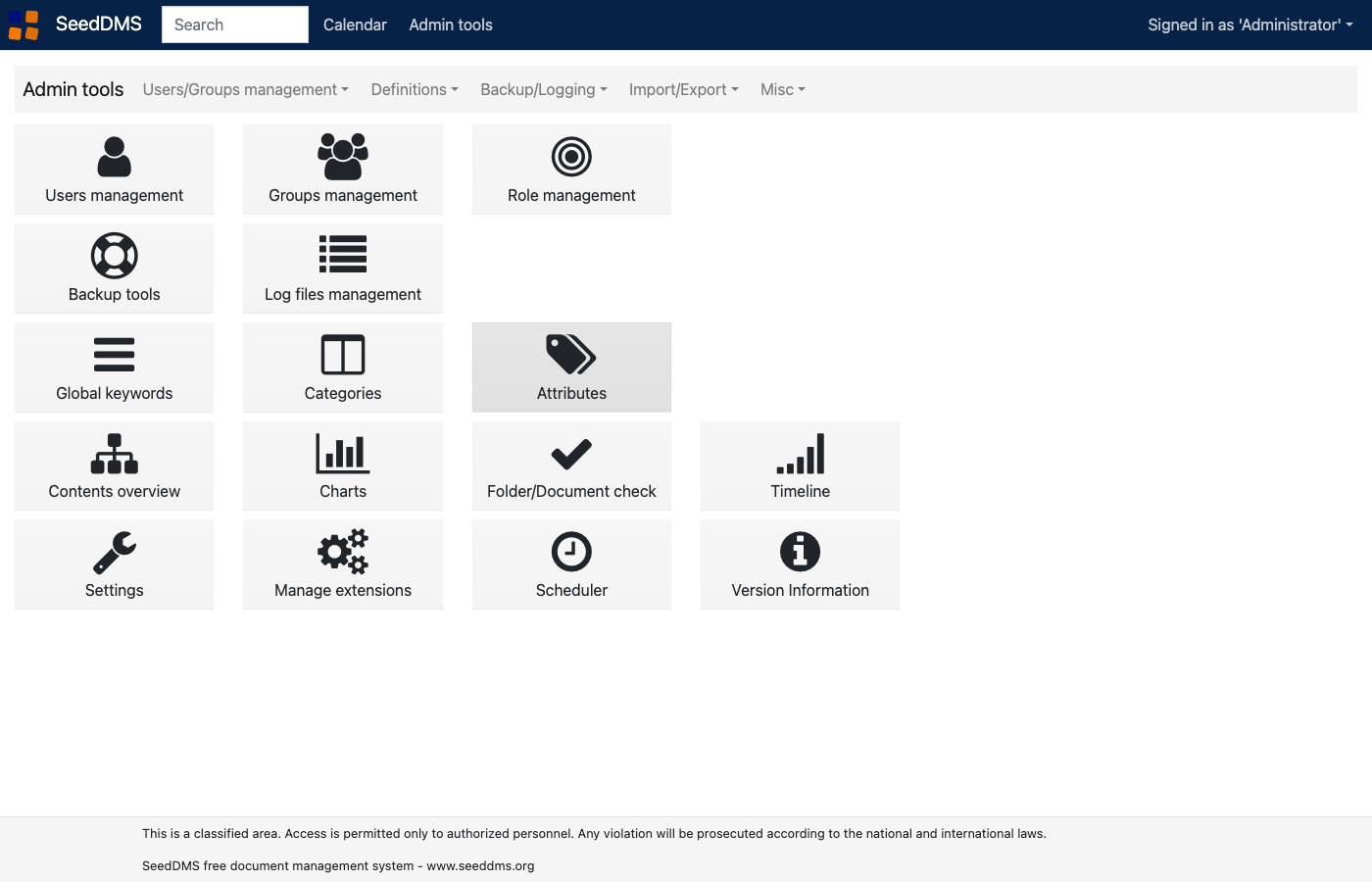 The SeedDMS admin tools