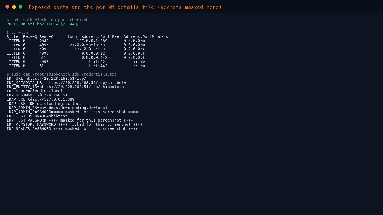 Exposed ports and the per-VM details file