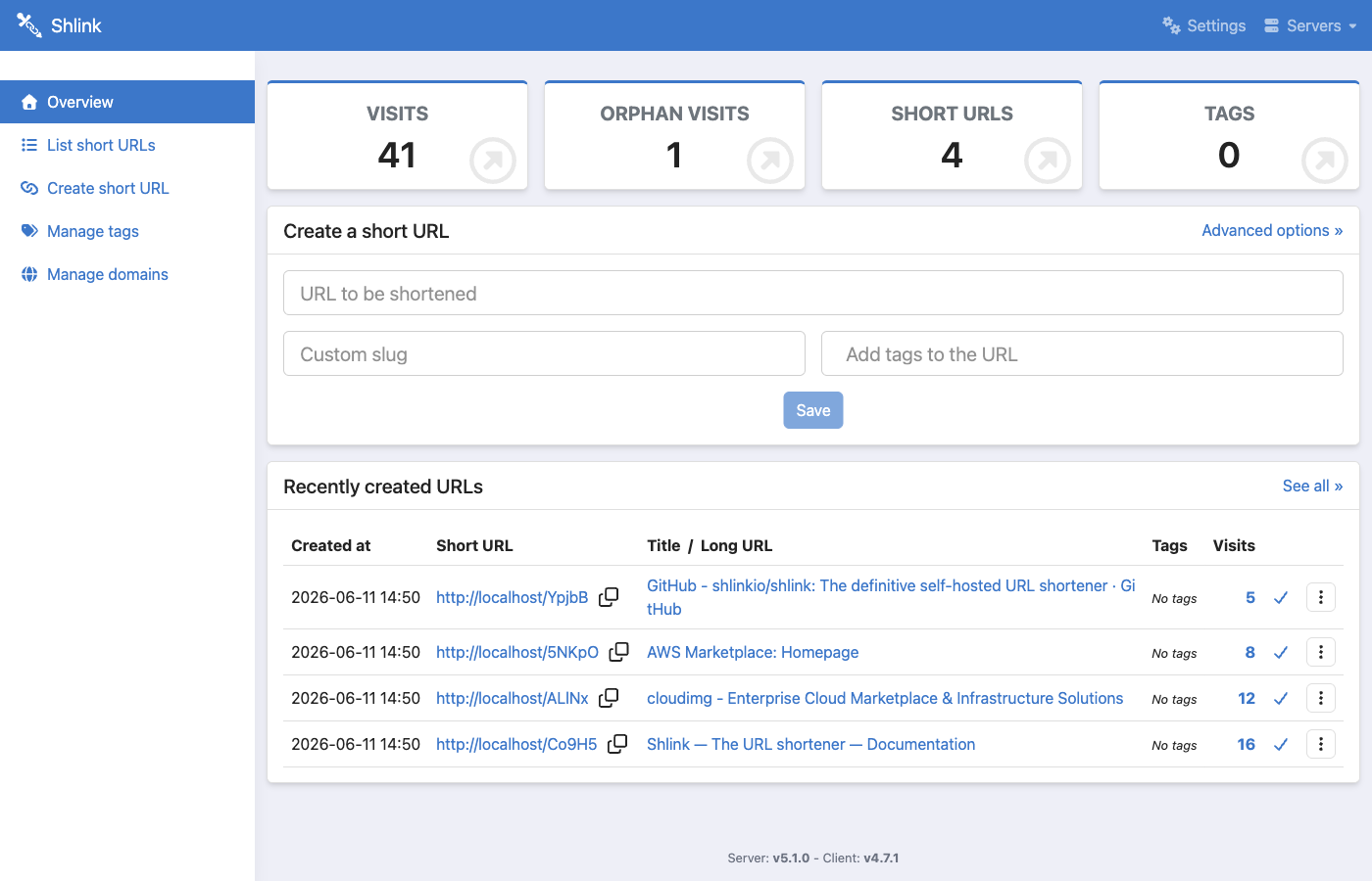 Shlink web client overview