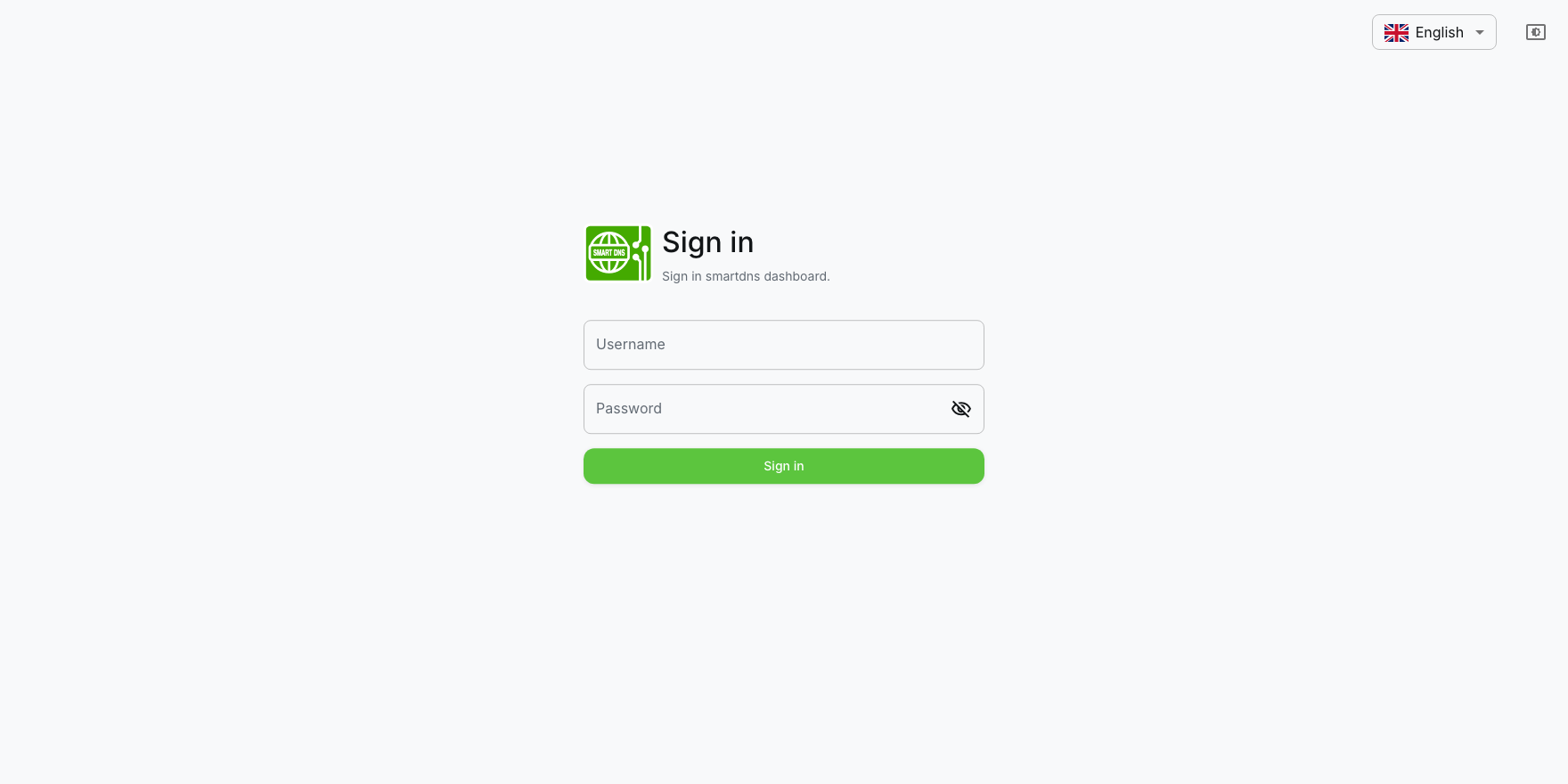 SmartDNS web interface sign in page