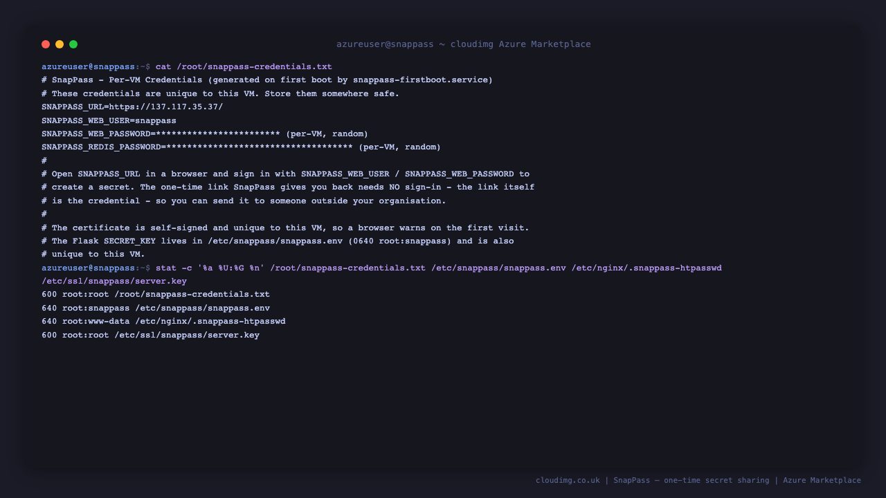 The per instance credentials file and the file permissions on every piece of secret material