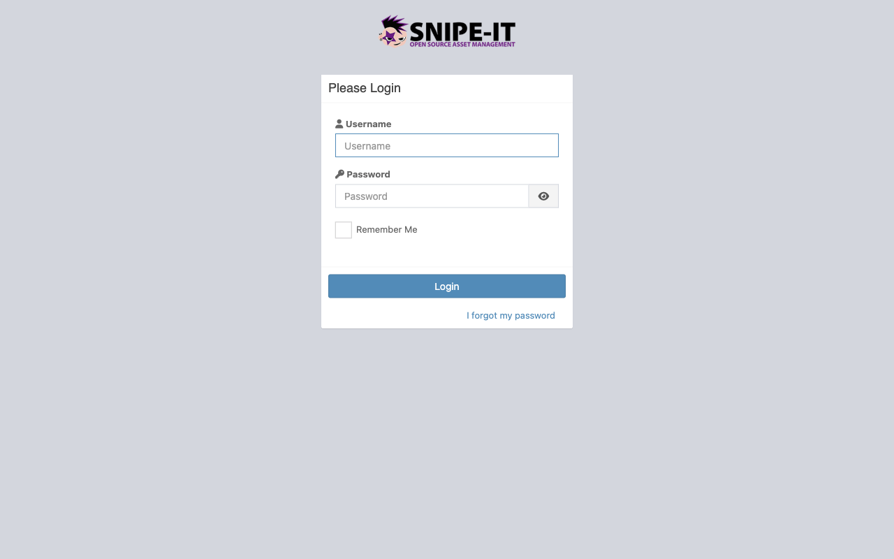 Snipe-IT sign-in page