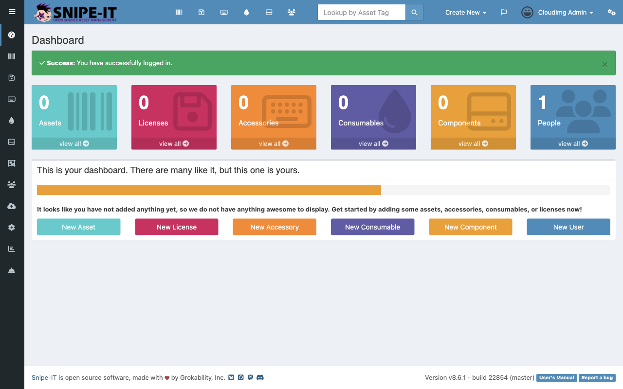 Snipe-IT dashboard