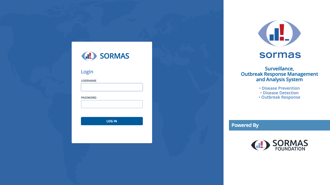 SORMAS login page