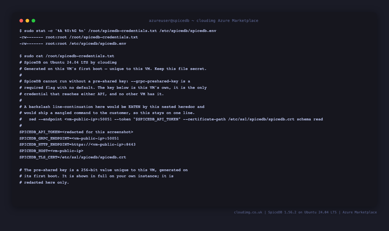 The per-VM credentials file, readable only by root