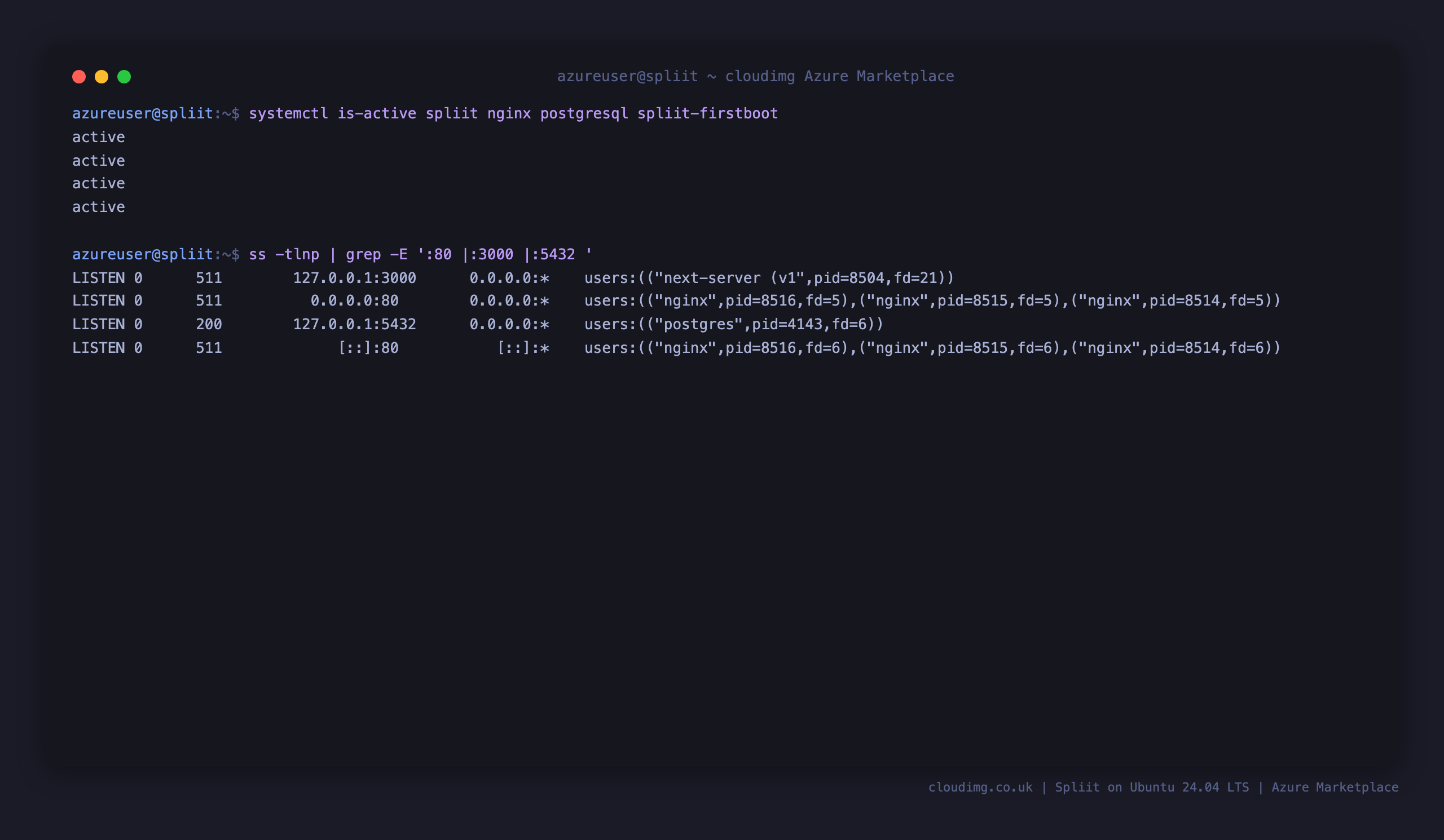 Spliit services active and the loopback and proxy listeners