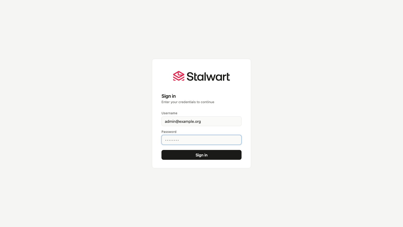 Stalwart admin sign-in