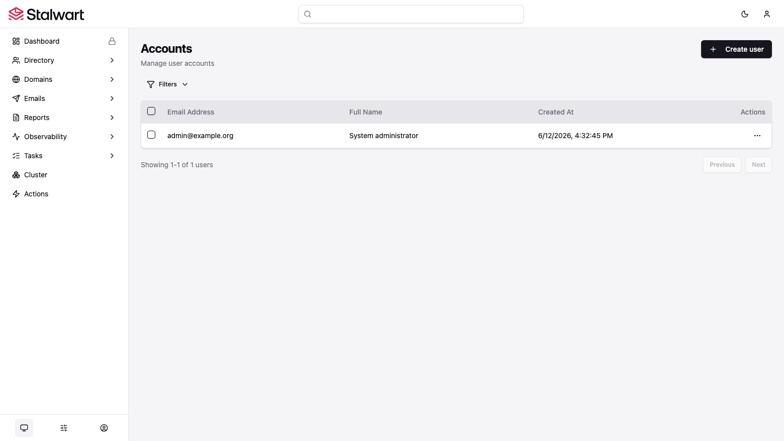 Stalwart account management