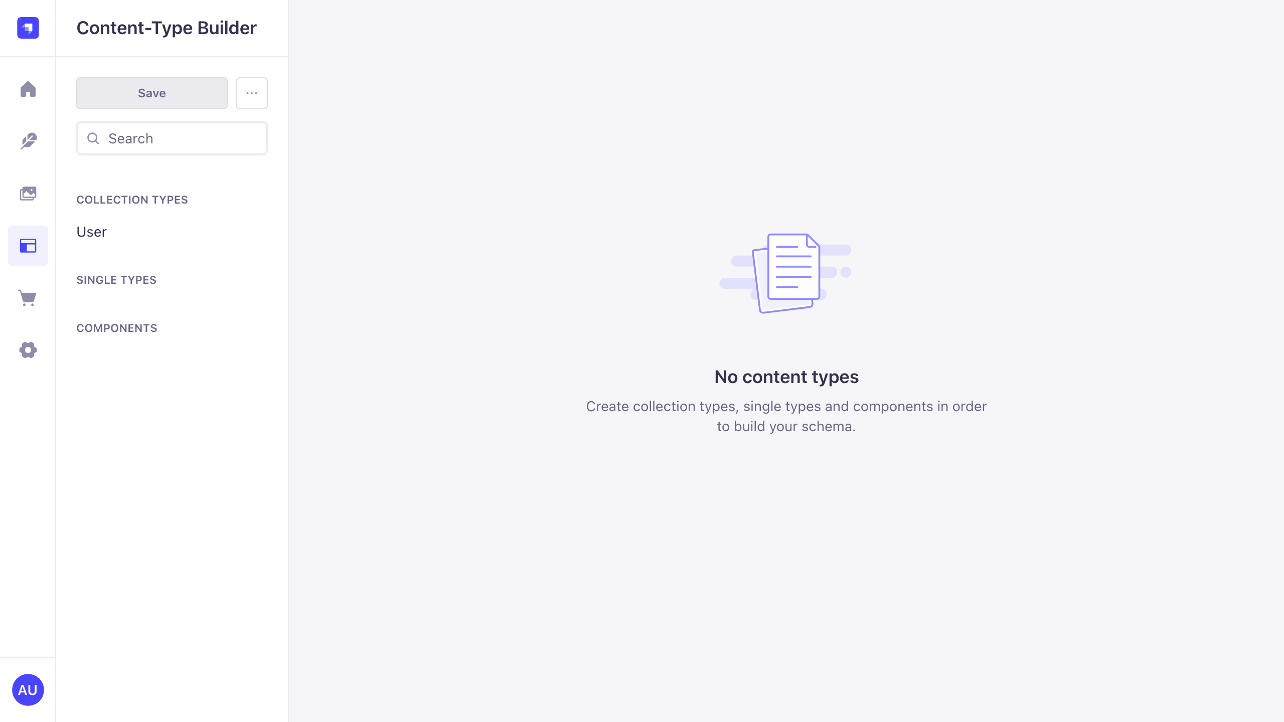 The Strapi Content-Type Builder, where you model collection types, single types and components