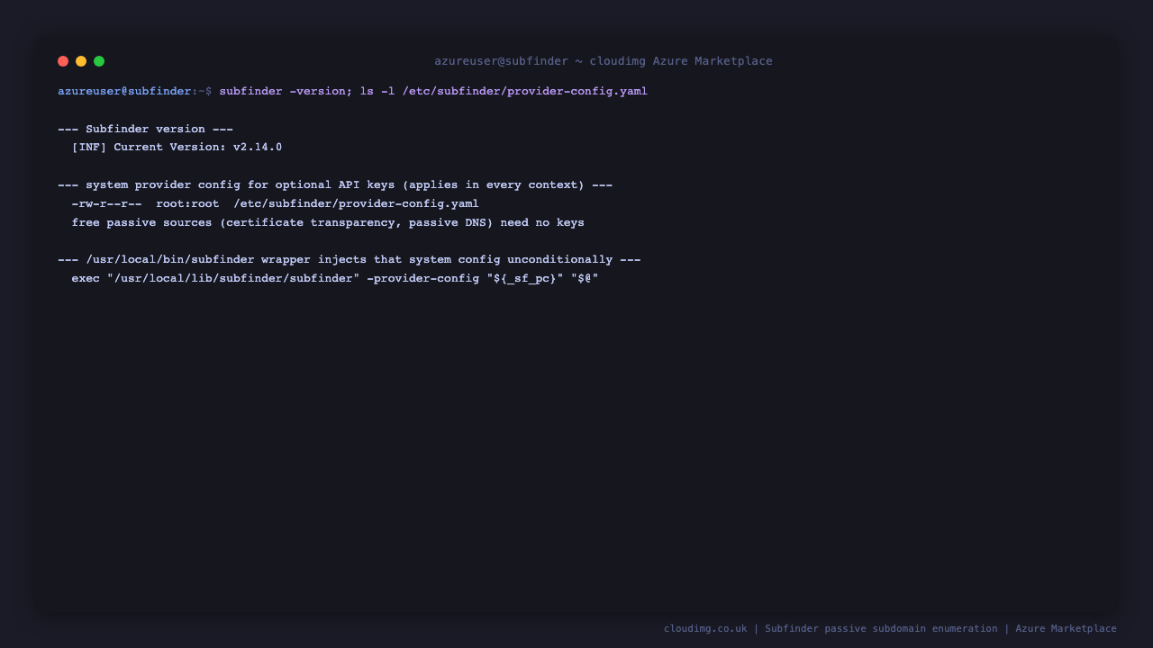 Subfinder version, system provider-config and the wrapper