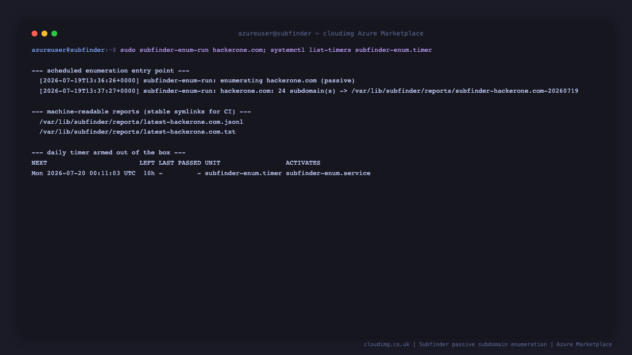 Scheduled enumeration, reports and the armed daily timer