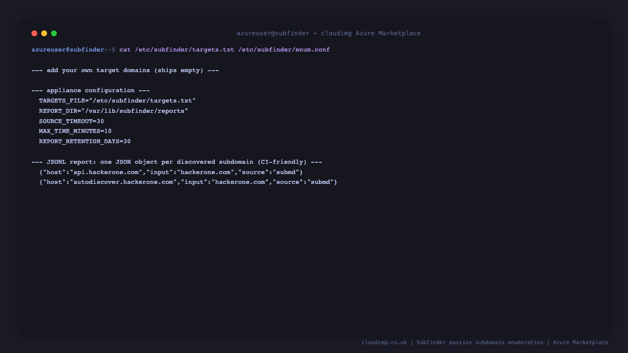 Target list, appliance configuration and CI-friendly JSONL output