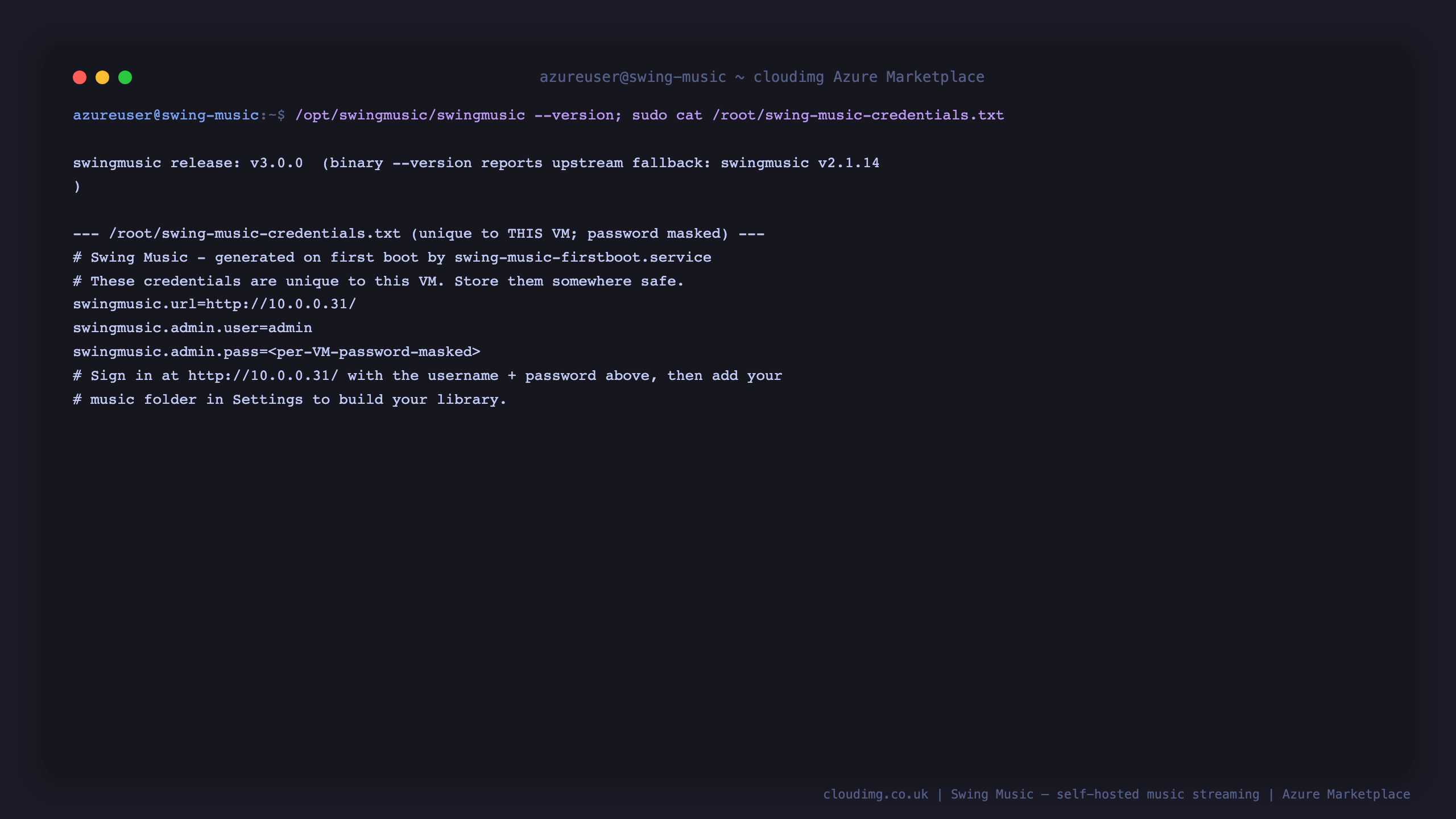 Version and per-VM credentials