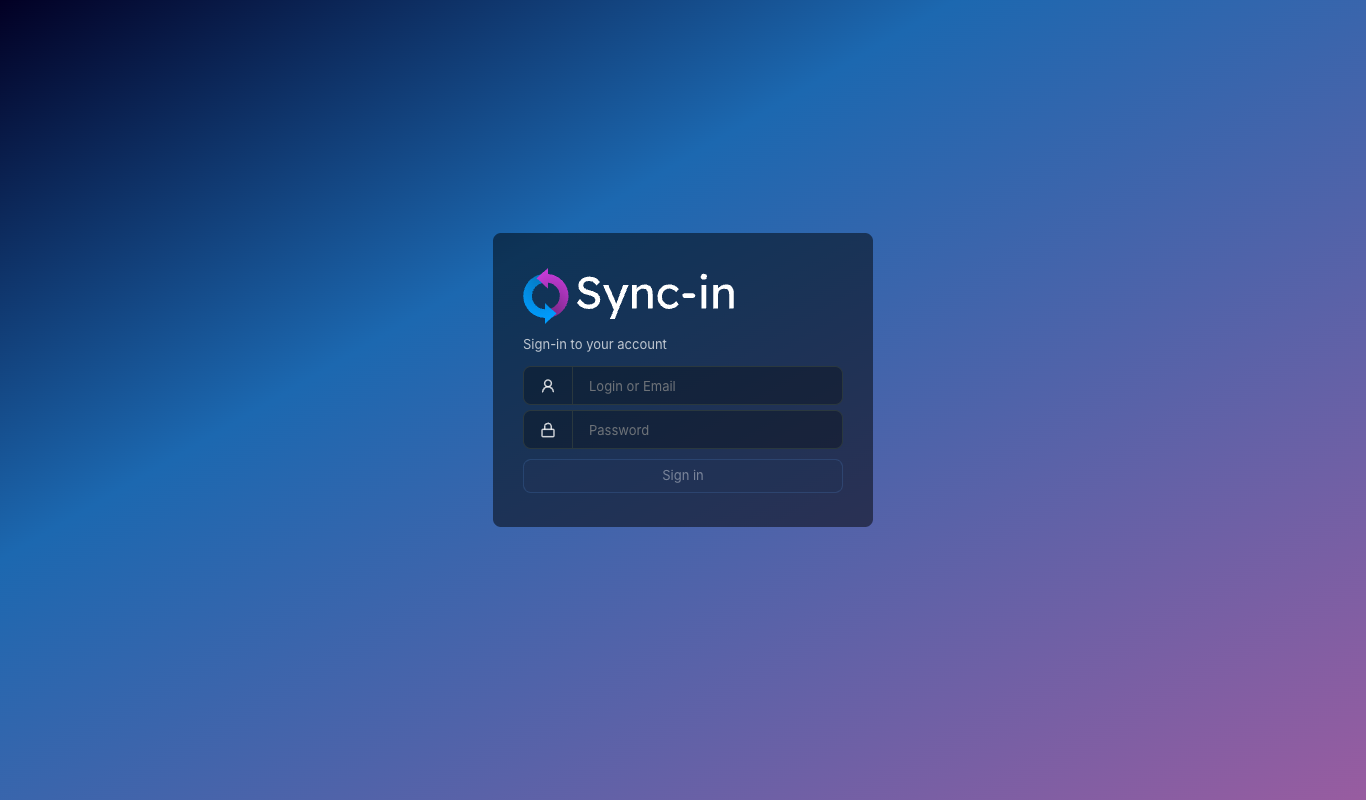 Sync-in sign-in page