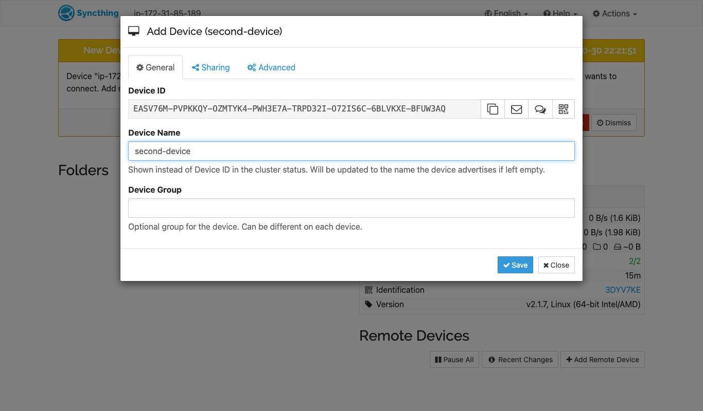 Accepting the second device on the instance