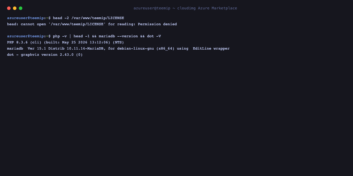 The shipped AGPL-3.0 license and runtime versions