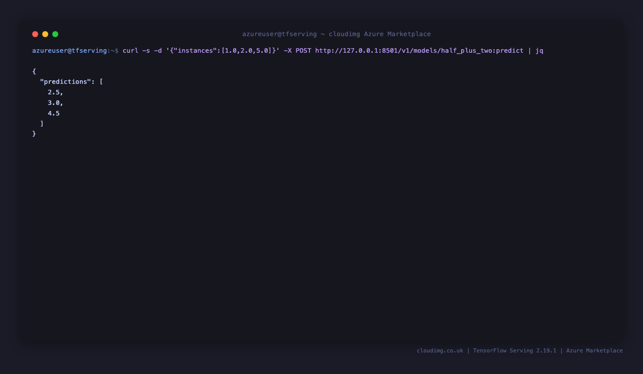 TF Serving REST predict endpoint returning 2.5, 3.0, 4.5 for inputs 1.0, 2.0, 5.0