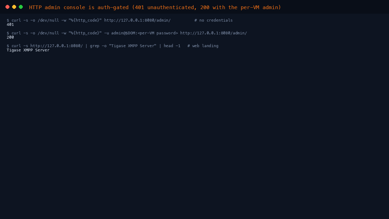 HTTP admin console auth-gating in the terminal