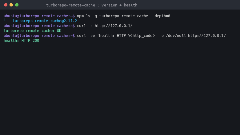 Turborepo Remote Cache version and public health