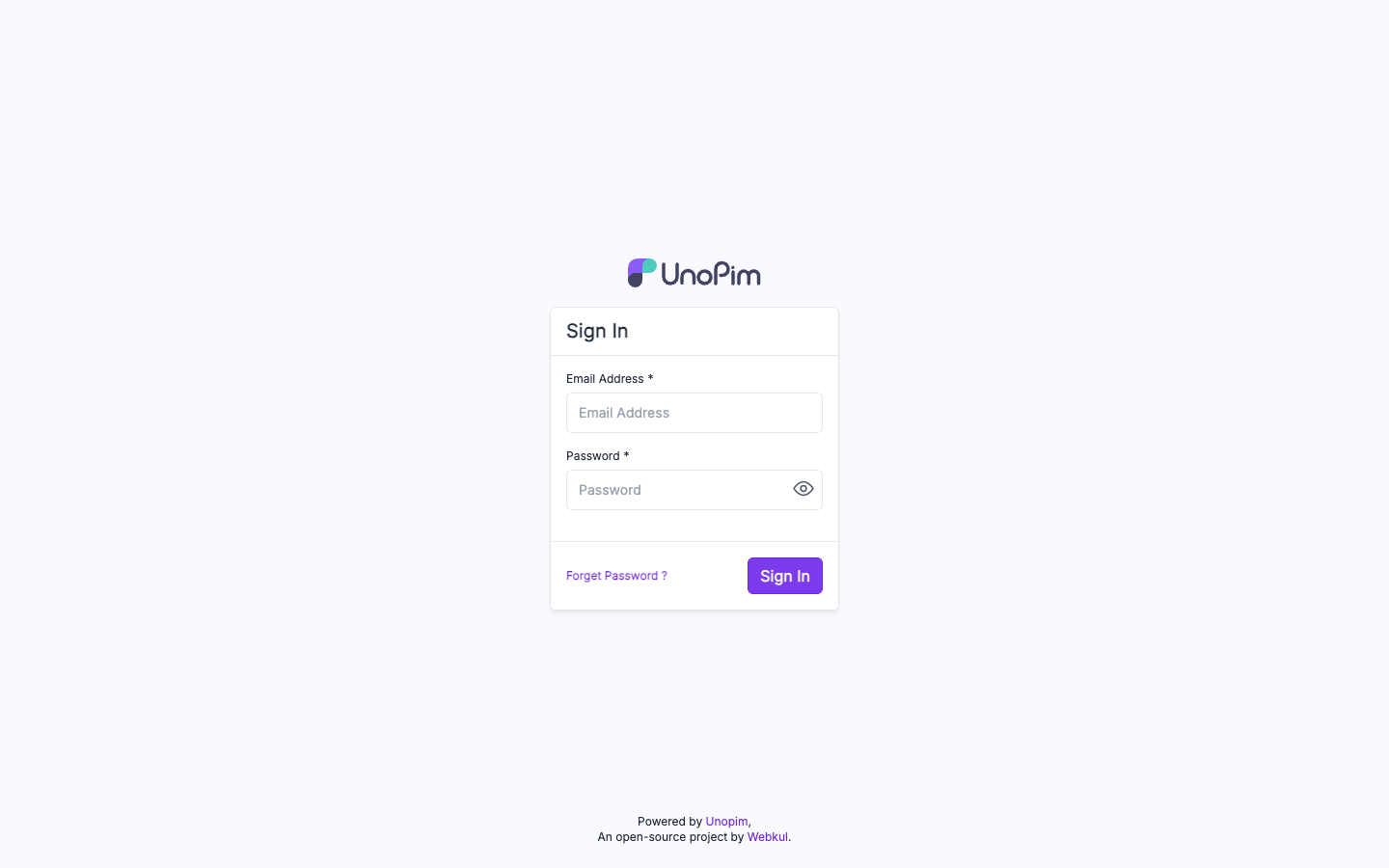 UnoPim sign-in page