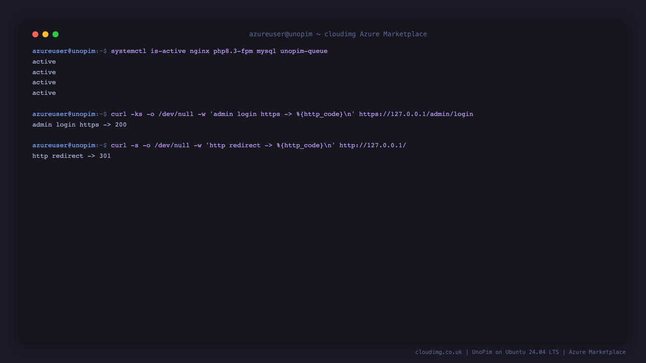 Service status and HTTPS admin login