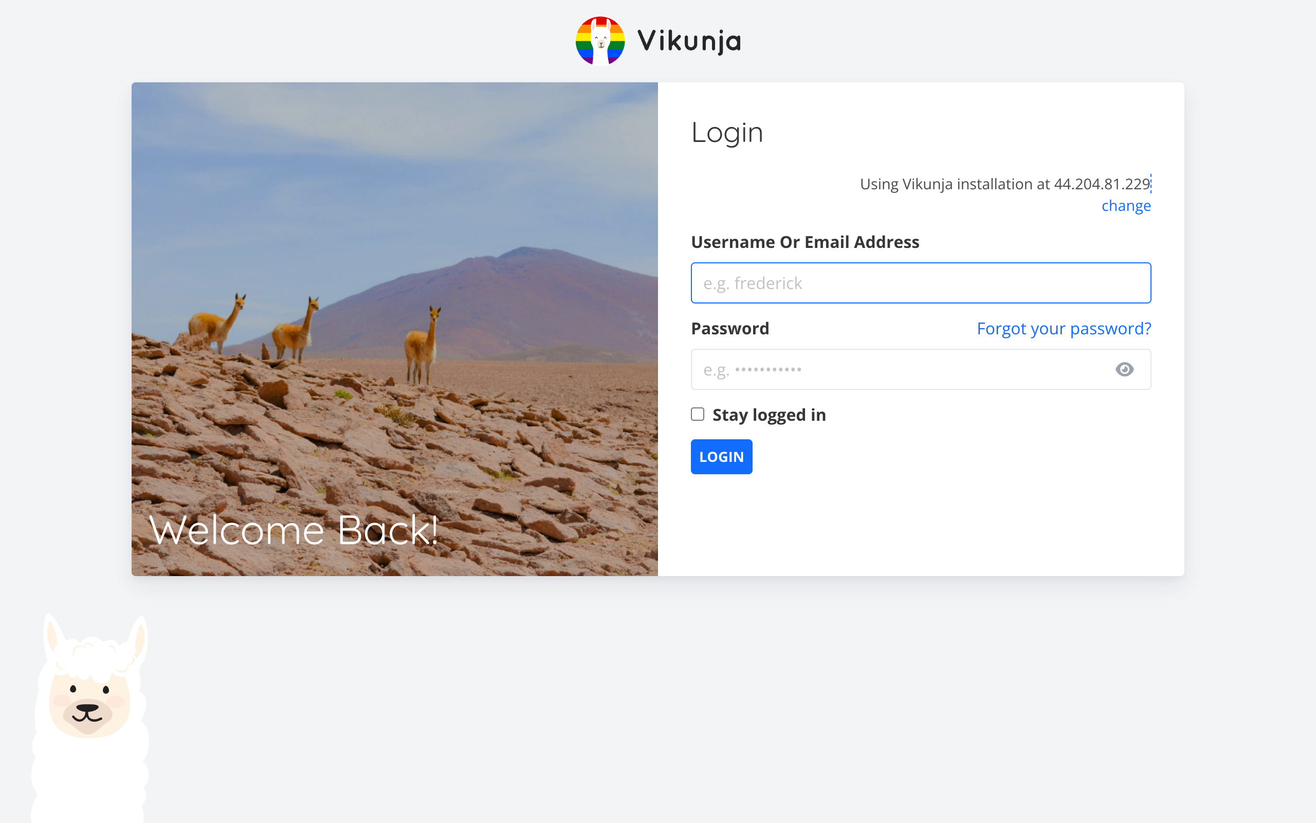 Vikunja sign-in page