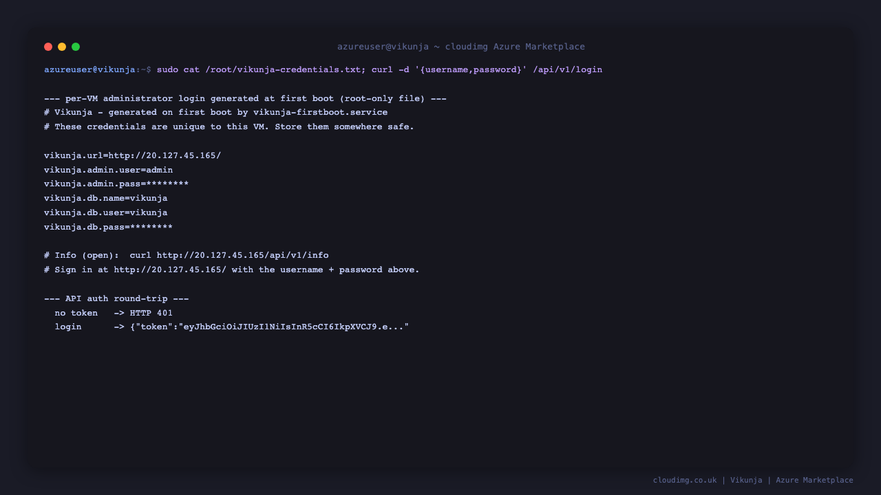 Per-VM credentials and authentication round-trip