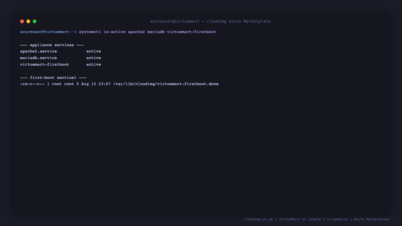 Appliance services and first-boot sentinel