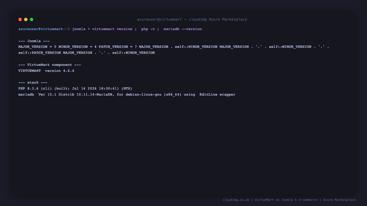 Joomla + VirtueMart versions and stack