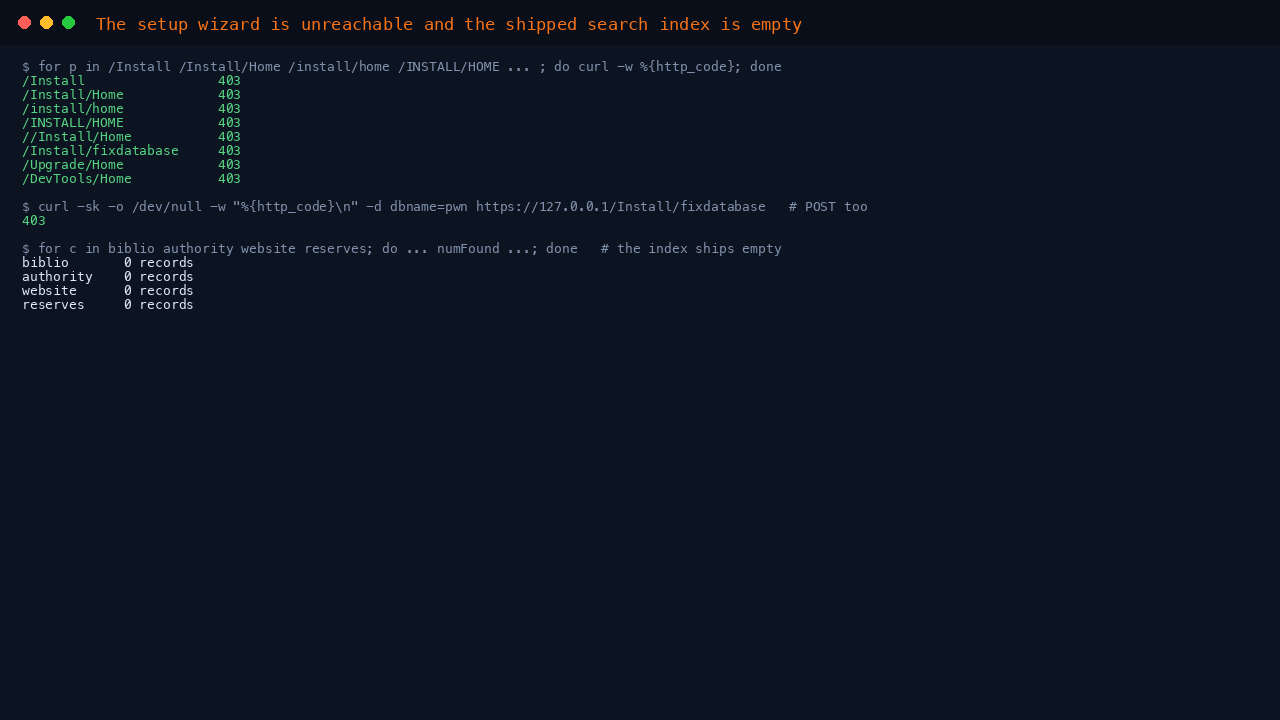 Every spelling of the installer path answering 403