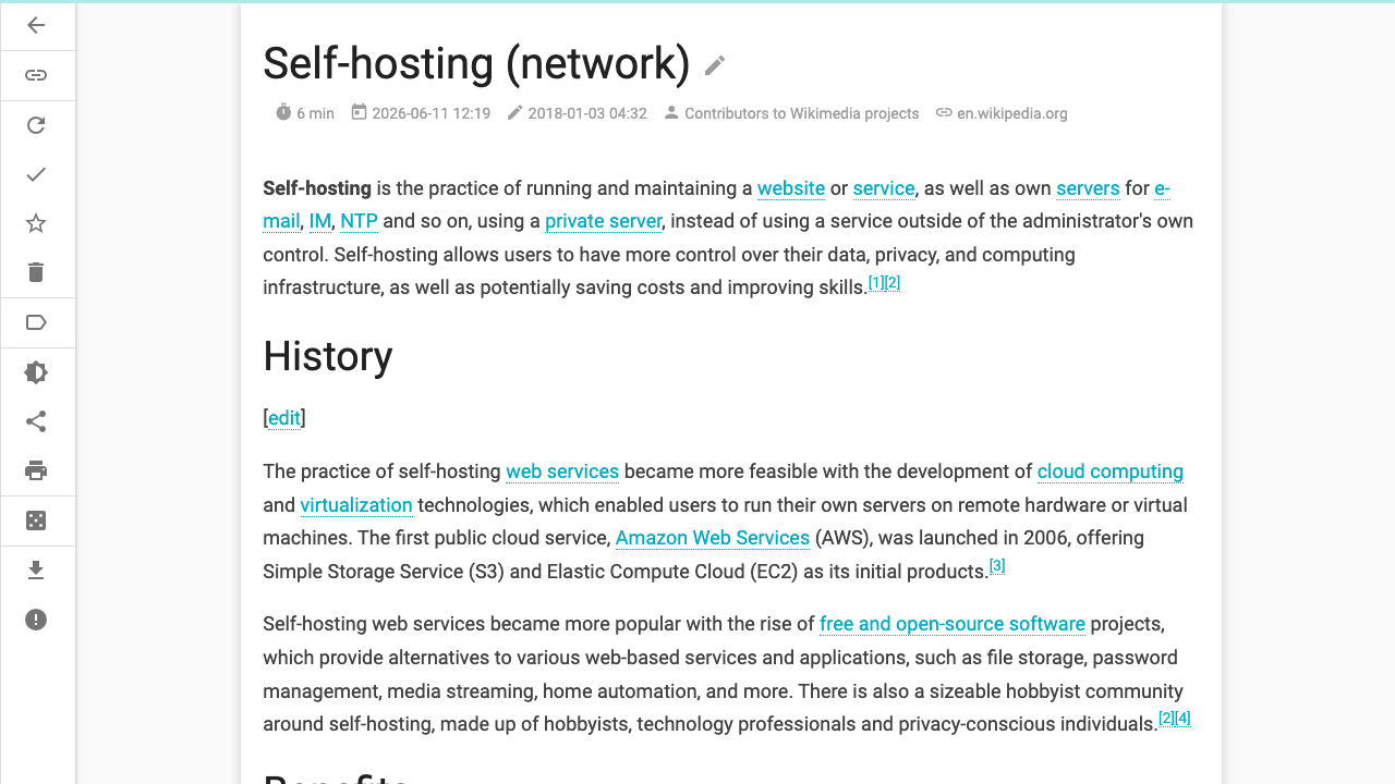 Reading a saved article