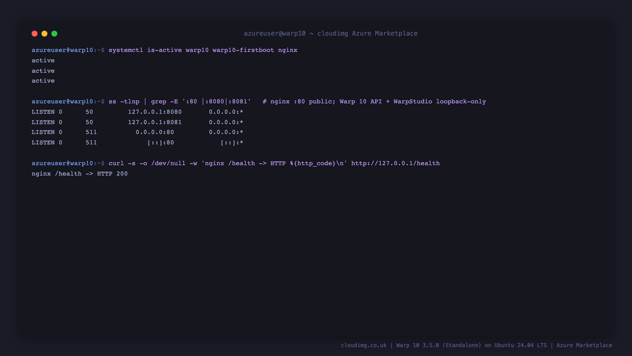 Warp 10 services active and listening ports