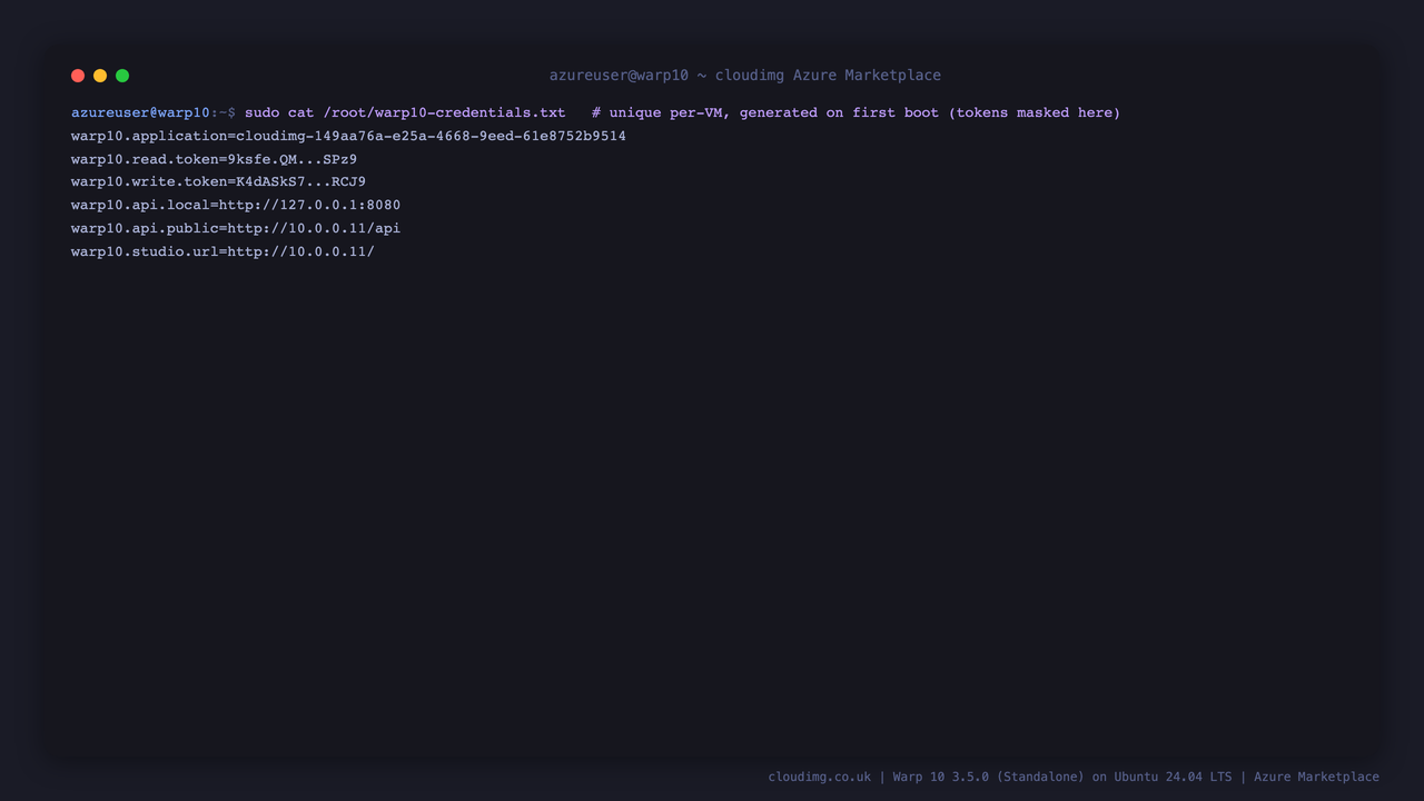 Warp 10 per-VM tokens and URLs