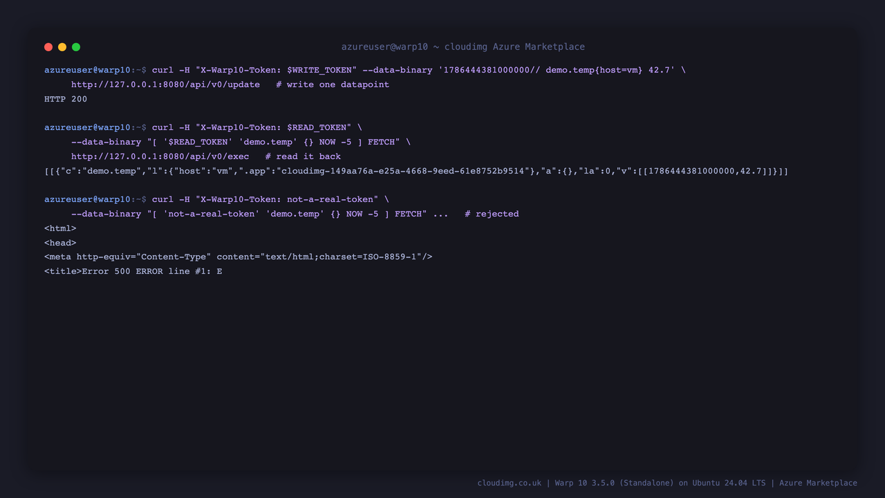 Warp 10 write and FETCH token round-trip