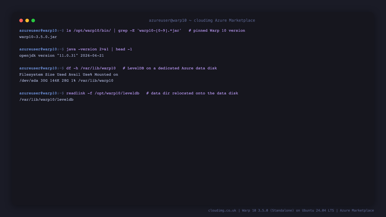 Warp 10 version and LevelDB on the data disk