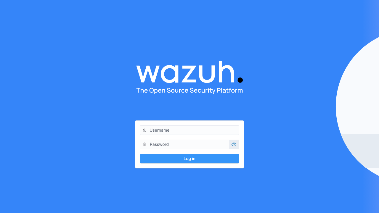 Wazuh dashboard login page