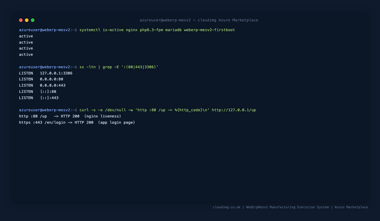 Service status and health endpoints