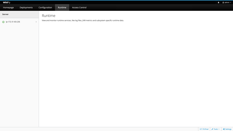 WildFly Management Console runtime view