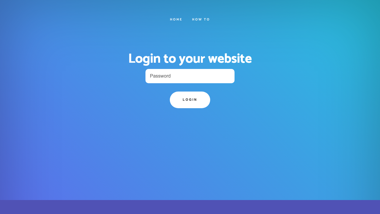 The WonderCMS login form with a single Password field and the Login button