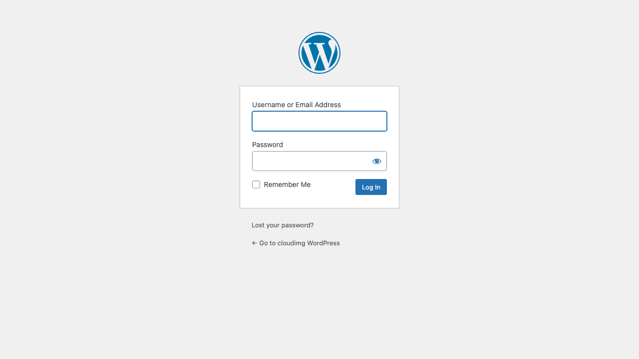 WordPress login screen at /wp-login.php