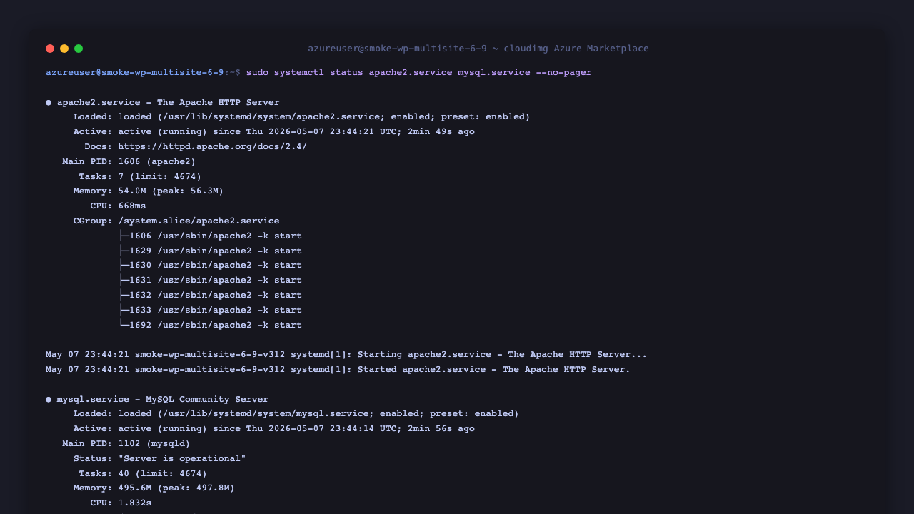 apache2 plus mysql active