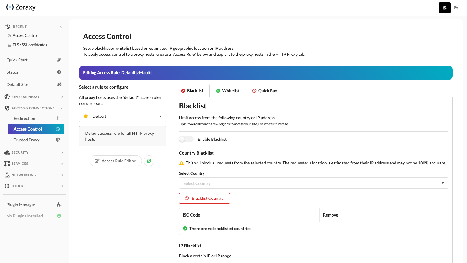Zoraxy access control lists