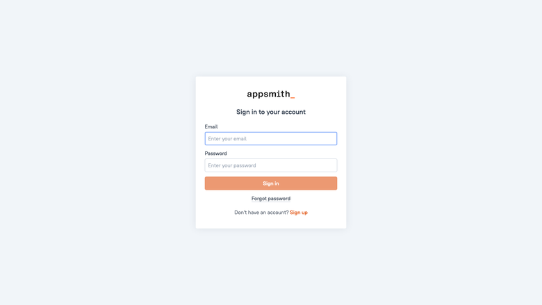 Appsmith sign in and signup