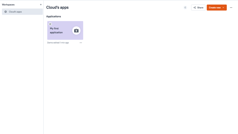 Workspace applications listing