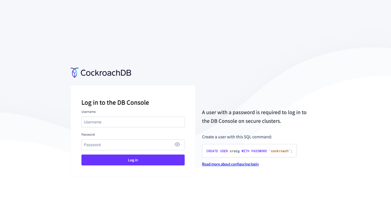 DB Console sign-in page