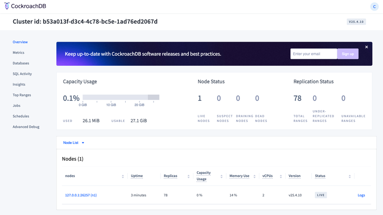 Cluster overview dashboard