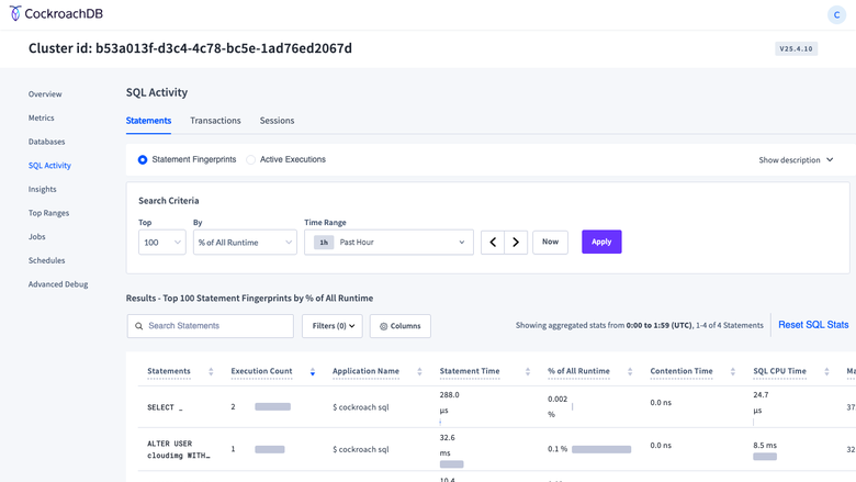 SQL activity view